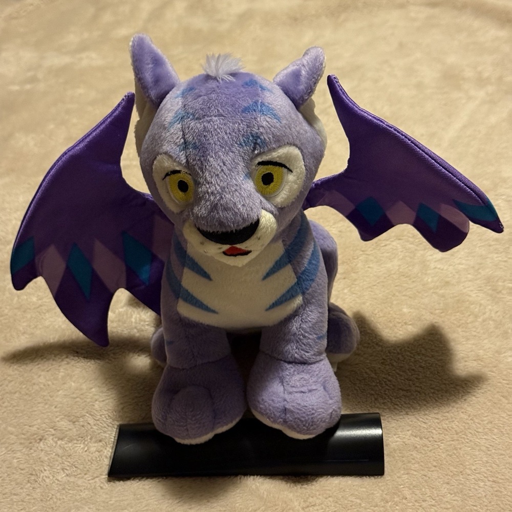 Neopets Faerie Kougra Plush 2002 6.5" Vintage Winged Purple Blue Tiger Tested